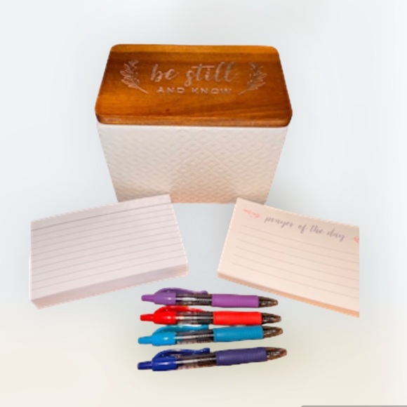 Eccolo Office Eccolo Ceramic Prayer Box Wood Lid Be Still And Know